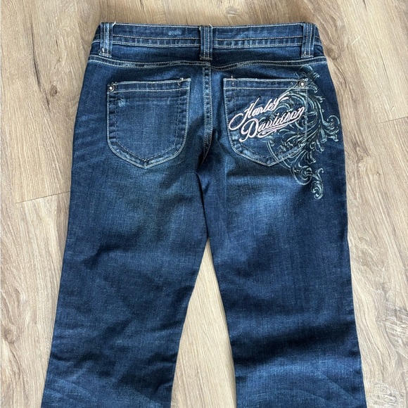 Harley-Davidson Denim - Harley-Davidson Women's y2k Dark Blue Boot Cut Low Waisted Jeans